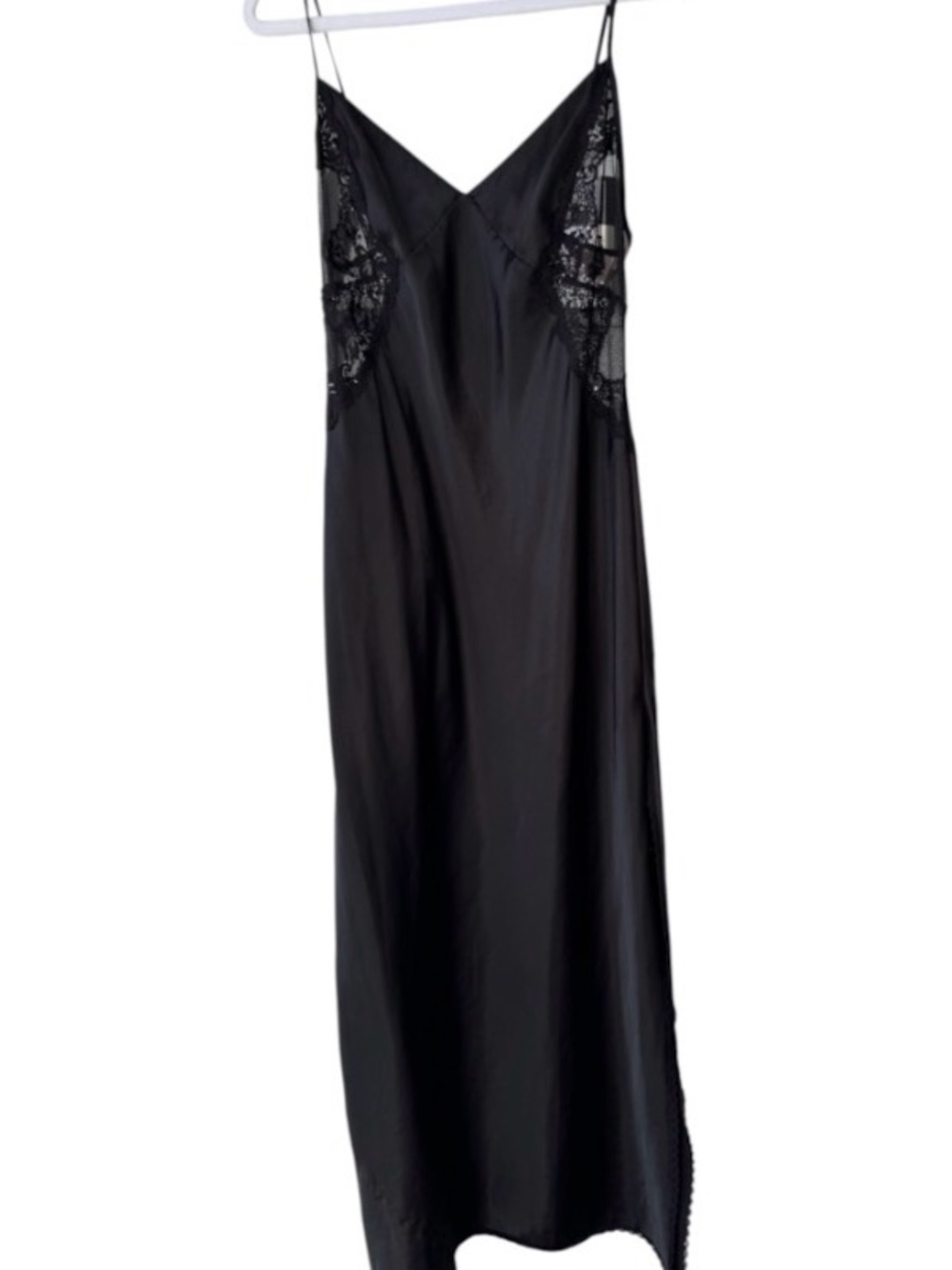 Victorias Secret silky Black Lace-Accent Slip Dress Women Intimates & Sleepwear